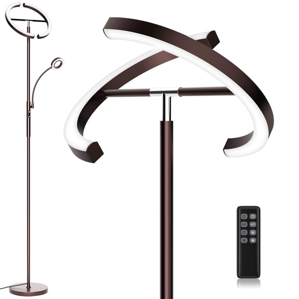 Lámpara de Pie LED SIBRILLE 2 en 1 Marrón 1750lm con Control Remoto