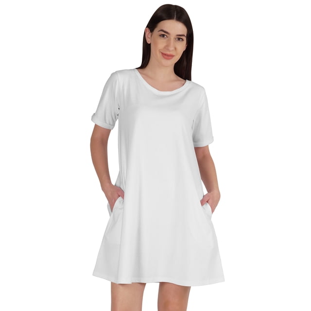 Inkmeso Robe Balançoire avec Poches Robe-chemise en Coton d'Été pour Femme