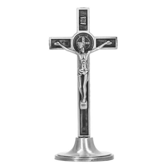 Catholic Cross, Vertical Crucifix Wall Cross Standing Removable Base For Table Copper Color,Silver