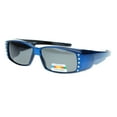thumbnail image 2 of Womens Rhinestone Rectangular Polarized Fit Over Glasses Sunglasses Blue Black, 2 of 4