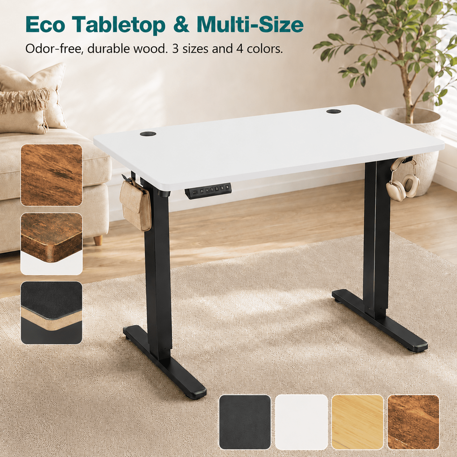 Alvantor Standing Desk, 28.7''- 48'' Height Electric Height Adjustable Home Office Desk with 3 Memory Presets, Sit and Stand Up, T-Shaped Frame