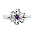 thumbnail image 4 of Sterling Silver Stackable Expressions Polished 0.10 Ct. Amethyst Flower Ring Size 5, 4 of 5