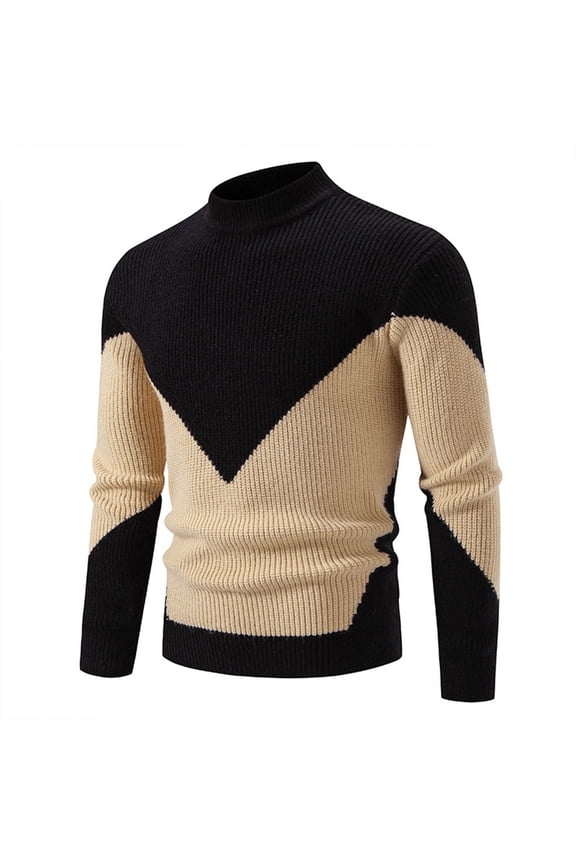 Men's Knit Sweater Casual Comfy Crewneck Tops Color Block Pullover Sweaters Fall Winter Thickened Thermal Sweaters with Tassel Gray L