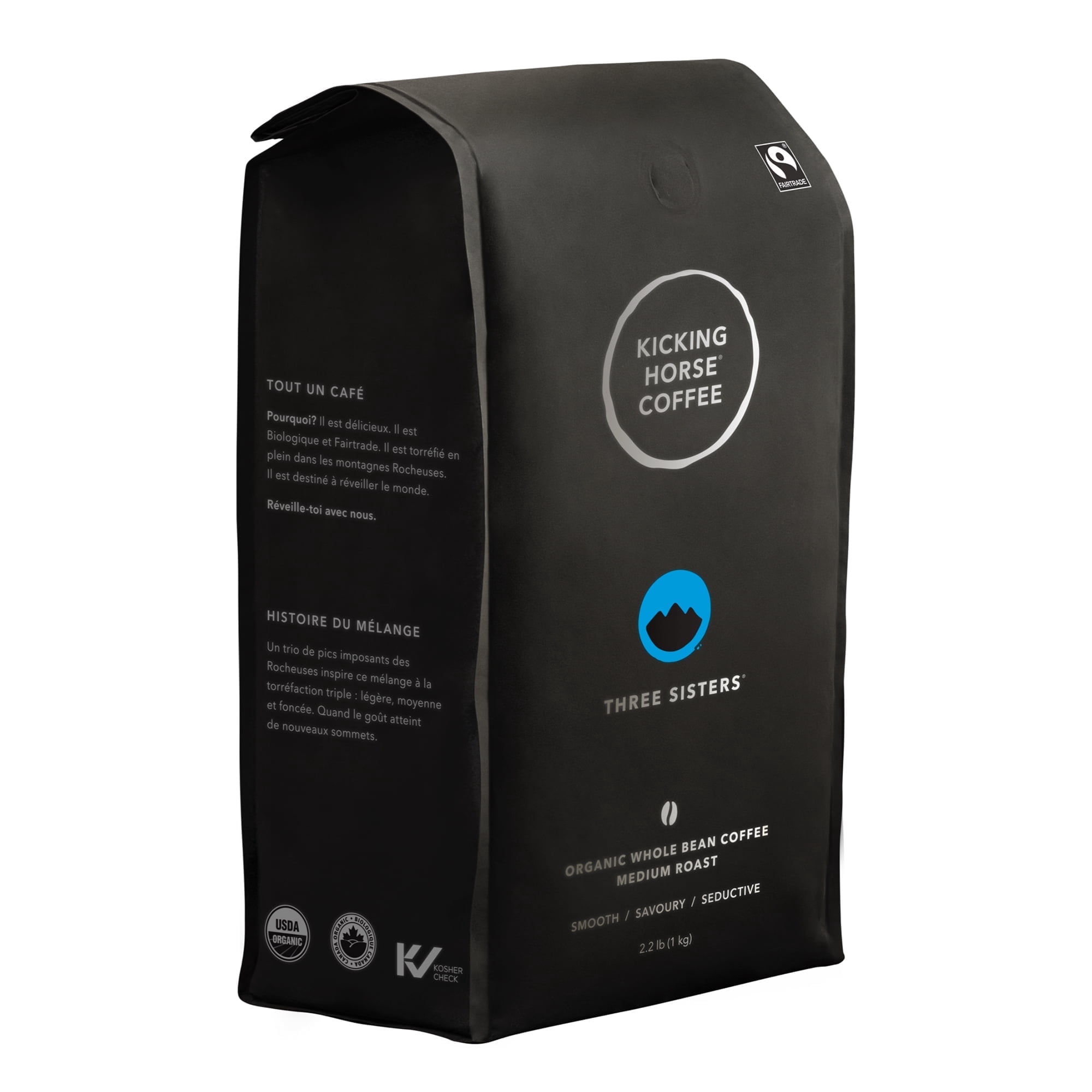Kicking Horse Coffee, Three Sisters, Medium Roast, Whole Bean, 2.2 lb (Pack of 6)