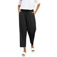 thumbnail image 3 of Gmluru Women's Lounge Pants Solid-Color Elastic Belt Pocket Side Cutout(Capre Pants) Sweatpants Workout Comfy Jogger Black S-2XL, 3 of 9