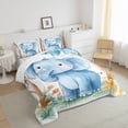 thumbnail image 3 of Feelyou Cute Elephant Blue Queen Comforter Set, Watercolor Animal Bedding Sets, Teens Kids Boys Girls Reversible Bedding Comforter Set, Breathable Home Decor, 3pcs, 3 of 8