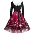 thumbnail image 2 of Women's Fashion V-Neck Casual Slim Christmas Printed Long Sleeve Hair Collar Dresses for Elegant Holiday Events and Parties,Hot Pink,3XL, 2 of 6