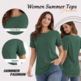 thumbnail image 5 of SHIBEVER Women T-Shirts Summer Short Sleeve Casual Crewneck Trendy Tunics Solid Green Tshirt Shirts, Womens Fashion Tops Size M, 5 of 7