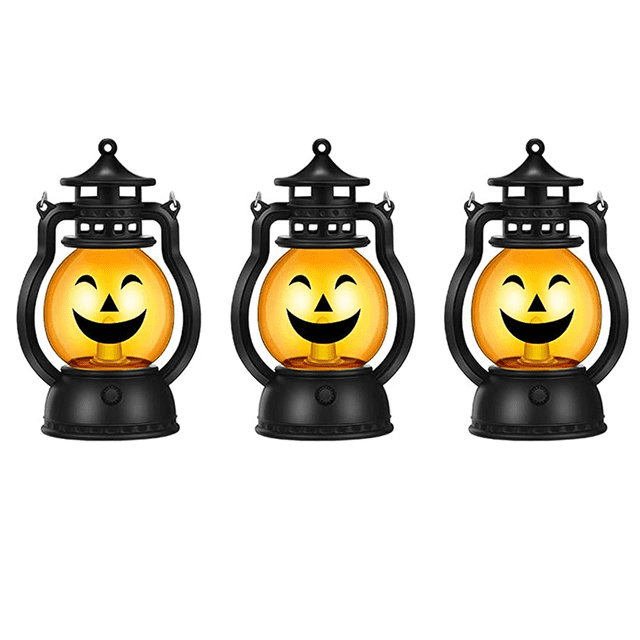 Lámpara de calabaza de Halloween, para decoración de patio al aire libre, fiesta de fantasmas de Halloween (3 piezas)