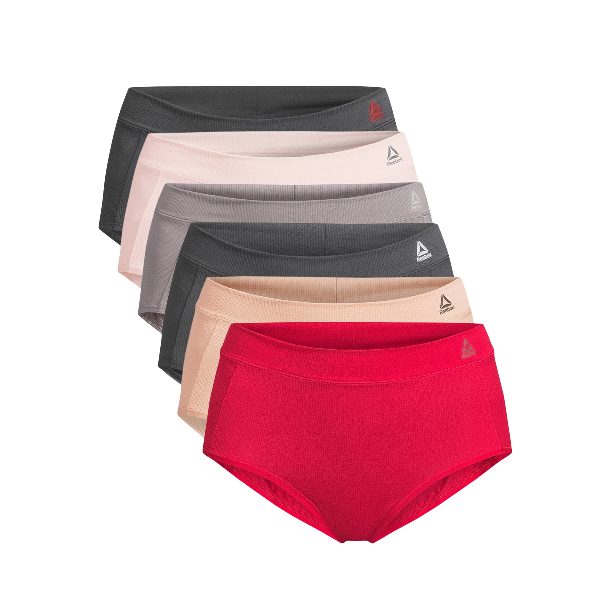 Reebok Women's Underwear Air Tech Performance Brief Panties, 6-Pack, Sizes XS-3XL