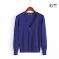 thumbnail image 1 of Suéter de punto con botones para mujer, chaqueta holgada con cuello en V, Tops informales de manga larga, 4XL talla grande, primavera y otoño, 2023, 1 of 5