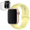 thumbnail image 1 of ALMNVO Silicone Watch Band Case for Apple Watch Bands 40mm Screen Protector Case,Wristband Strap Band with Silicone Clear Screen Protective Cover for iWatch Series SE 6 5 4 -Lemon Cream, 1 of 9