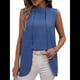 thumbnail image 1 of Camisetas Sin Mangas Informales de Negocios para Mujer, Atuendos de Verano Sin Mangas, Camisas de Trabajo Elegantes y de Moda de 2025. Azul S, 1 of 9