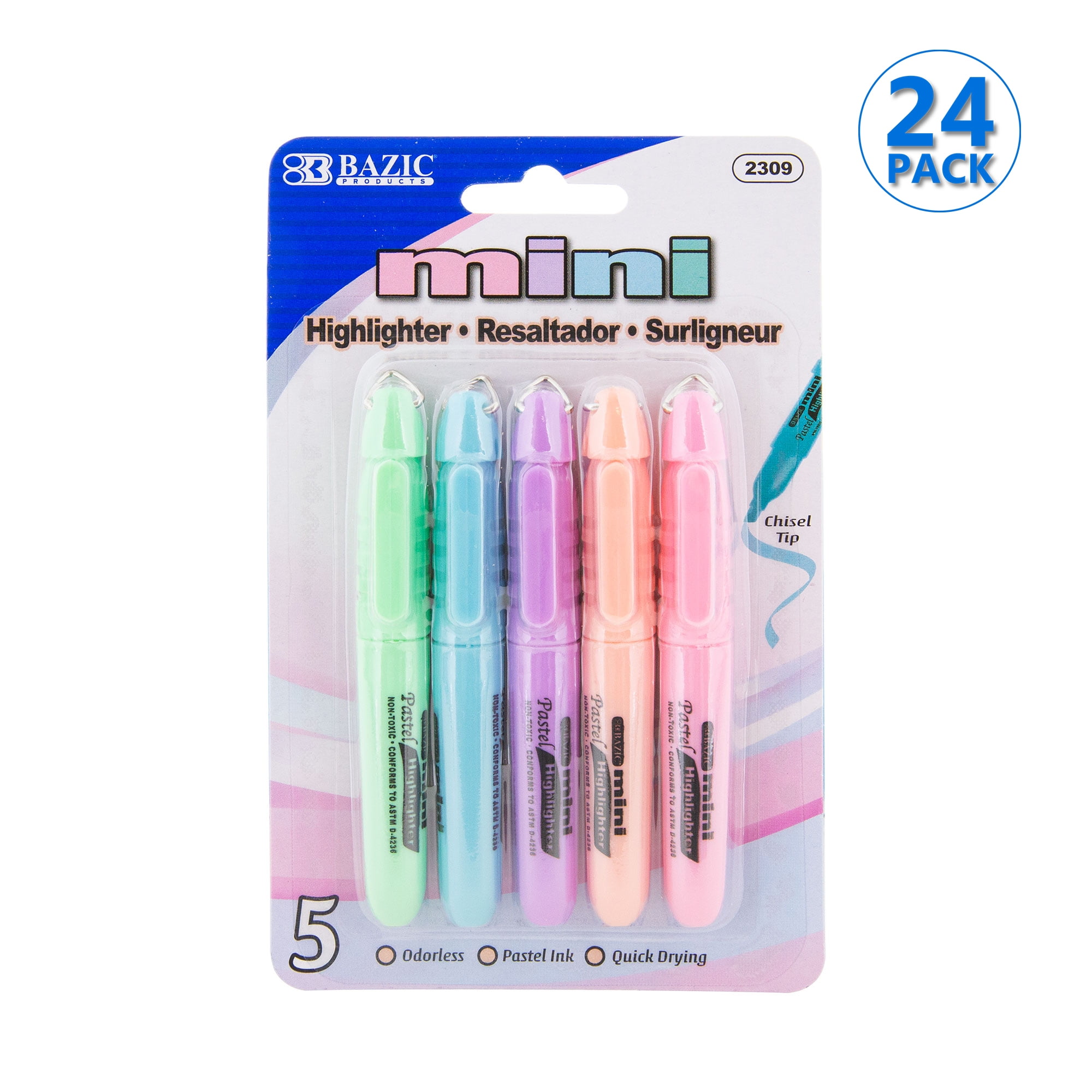 Taihexin 24 Pcs Pastel Highlighters, Soft Chisel Tip Marker Pen with Mild Assorted Colors, No Bleed Dry Fast Easy to Hold for Journal Planner Notes