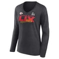 thumbnail image 2 of Women's Fanatics Heather Charcoal Kansas City Chiefs Super Bowl LIX Quick Pass Long Sleeve V-Neck T-Shirt, 2 of 3