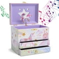 thumbnail image 2 of Jewelkeeper Musical Jewelry Box with 2 Pullout Drawers, Glitter Rainbow and Stars Unicorn Design, The Unicorn Tune, 2 of 8