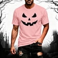 thumbnail image 2 of Bibifish Mens T Shirts Short Sleeve Crew Neck Hidden Pumpkin Face Print Tees Minimal Halloween Basic Casual Tops, 2 of 4