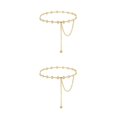 thumbnail image 3 of Qarigey Cinturón de cadena de metal de moda para mujer - Accesorio fácil de almacenar Cadena de cintura real Oro clásico Oro 2Conjunto, 3 of 6