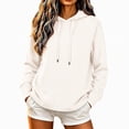 thumbnail image 3 of POTETI Womens Hoodies Pullover Casual Long Sleeve Hooded Sweatshirts Solid Color Drawstrings Tops, 3 of 6