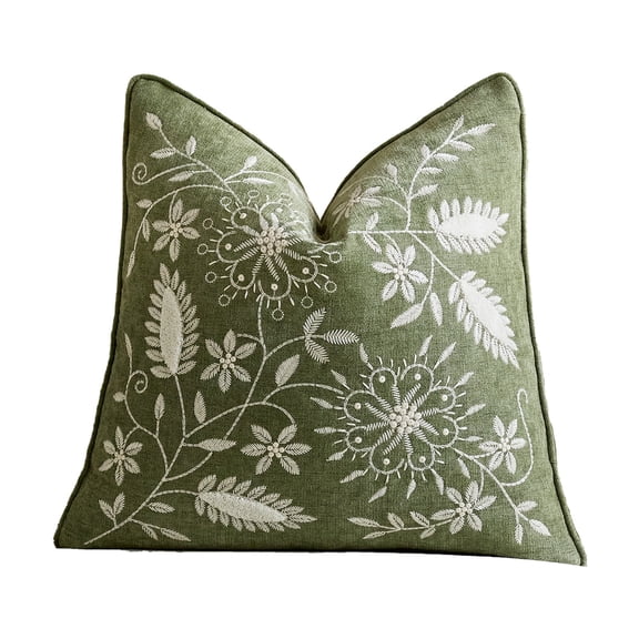Qholemyo Floral Embroidered Throw Pillow Covers 17.7x17.7in Soft Elegant Decor For Indoor Sofa Bedroom