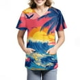 thumbnail image 4 of SAATLERI Scrubs for Women Stretchy Medical Uniforms Plus Size Tropical Print V-Neck Short Sleeve Scrubs Casual Nursing Tops, 4 of 4