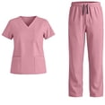 thumbnail image 2 of Women's Scrubs Sets Short Sleeve V-Neck Nurse Suit Long Pants Comfortable Solid Color Breathable Nursing Uniforms Sets Workwear, 2 of 10