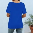 thumbnail image 4 of Qtocio T-Shirts pour Femmes, Mode Ample Décontractée T-Shirts Côtelés Été Couleur Unie Col Rond Manches Courtes Chemises Confortables, 4 of 5