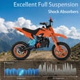 thumbnail image 6 of FONA 49cc 2-Stroke Dirt Bike for Kids 8-12, 25mph Mini Motorcycle with Dual Disc Brakes, Multi Terrain Tires, Suspension & Soft Seat Orange, 6 of 7