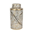 thumbnail image 2 of Sagebrook Home Ceramic 16" Jar With Gold Lid, White, 2 of 4