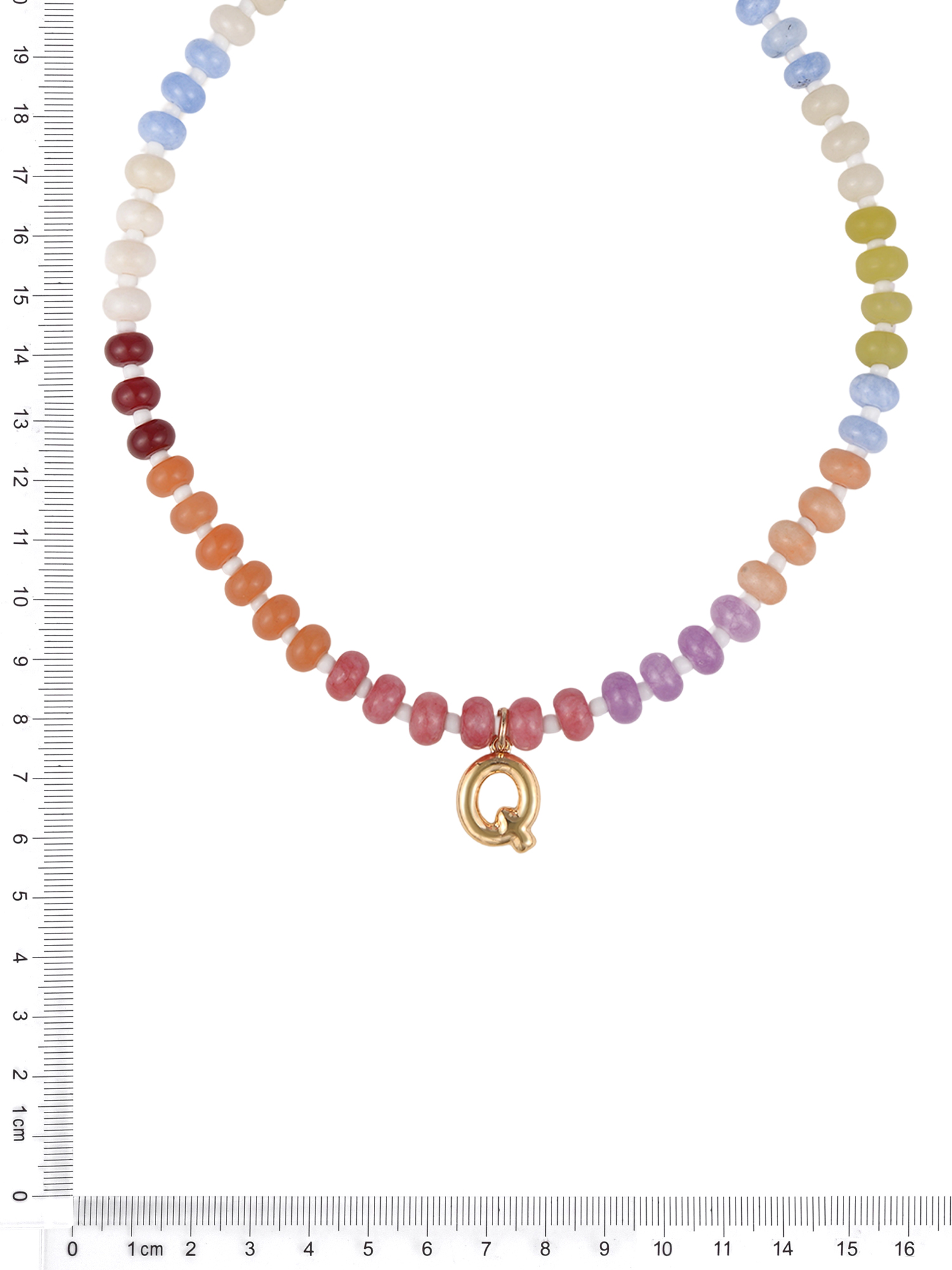 Time and Tru Goldtone Multicolored Bead Initial "Q" Necklace