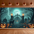 thumbnail image 6 of Black Cat Halloween Banner Spooky Graveyard Gothic Gate Decor for Outdoor Events Holiday Parties Night Celebrations, 6 of 9