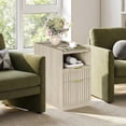thumbnail image 6 of Laisnet Fluted End Table with Charging Station, 2 Drawers Narrow Side Table for Living Room, Wooden Bedside Table for Bedroom Small Space, Natural, 6 of 7
