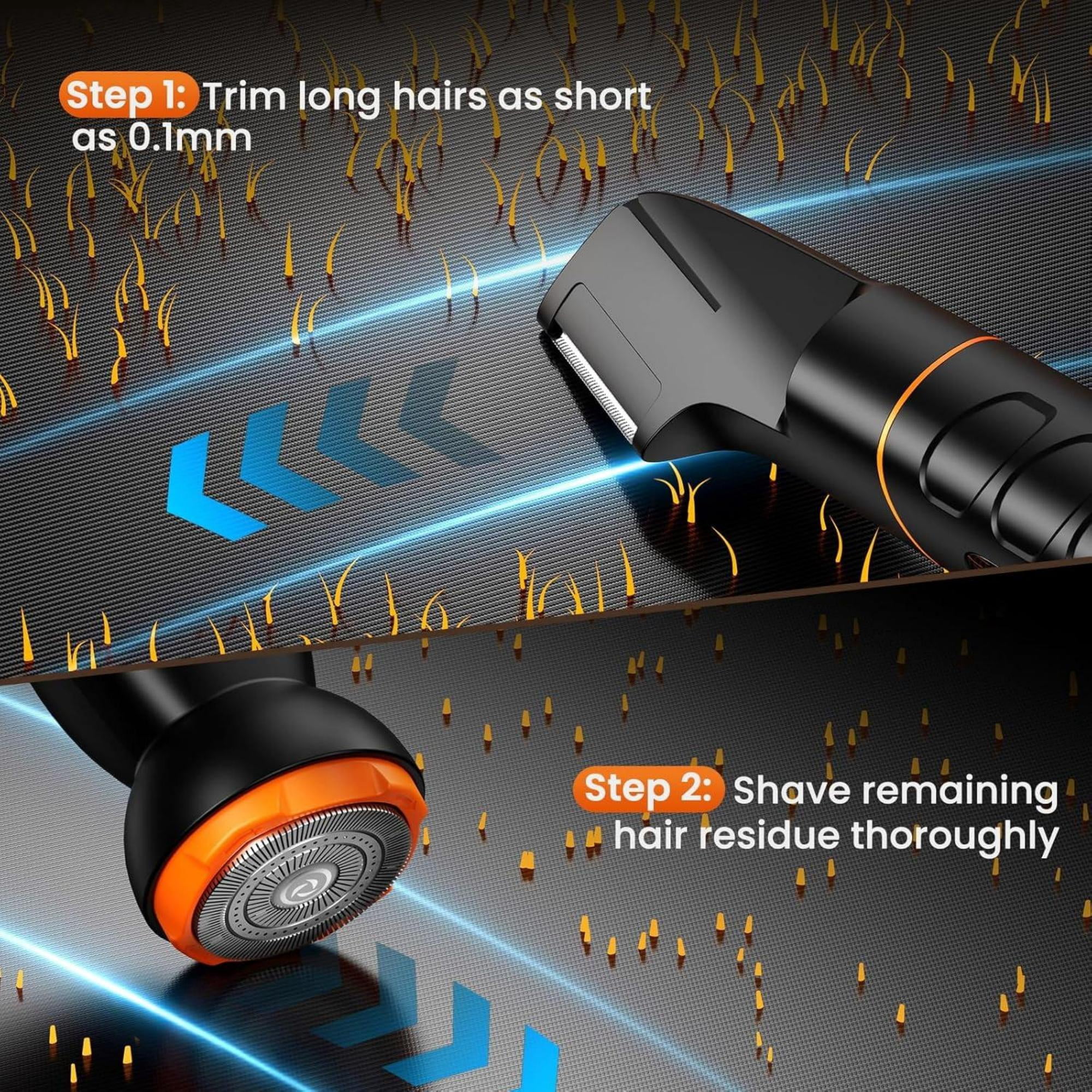 Manscape All-in-One Body & Pubic Hair Trimmer for Men, V-Shaped No-Nick Groin & Ball Shaver, Waterproof Mens Electric Grooming Kit with LED Display, Type-C Rechargeable , Charging Dock