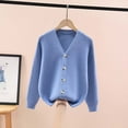 thumbnail image 2 of UngA Kids Girls Cardigan Sweaters Lightweight Long Sleeve School Uniform Ribbed Knit Sweaters for Girls Coat (Blue,5-6 Years), 2 of 5