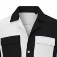 thumbnail image 6 of ZVNAΖH Men's S-3XL Color Block Casual Striped Short Sleeve Collared Button Down Shirt with Dual Pockets, 6 of 6