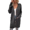 thumbnail image 1 of LAICAIW Womens Cardigan Long Sleeve Cable Knit Sweater Open Front Loose Outwear with Pocket, 1 of 5