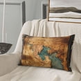 thumbnail image 5 of Naloa Antique Map Adventure Scene Pillowcase, Throw Pillowcase, Wrinkle-Free, Stain-Resistant with Hidden Zipper for Bedroom Sofa-16"x24", 5 of 6