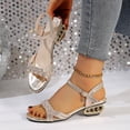 thumbnail image 4 of Dakaela Women's Low Heels for Women Braided Open Toe Ankle Strap Block Chunky Heel Sandals Holiday Party Wedding Dress Pumps Shoes (6,Gold), 4 of 7