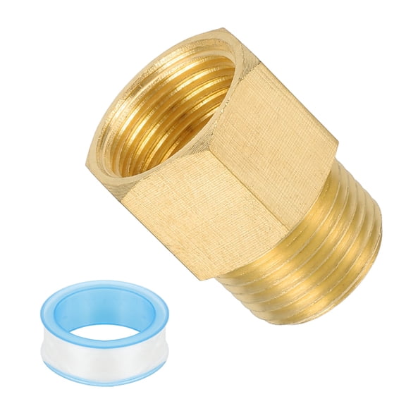 Uxcell 3/8" NPT Male x 3/8" NPT Female Brass Pipe Fitting with Tape - 1Pcs