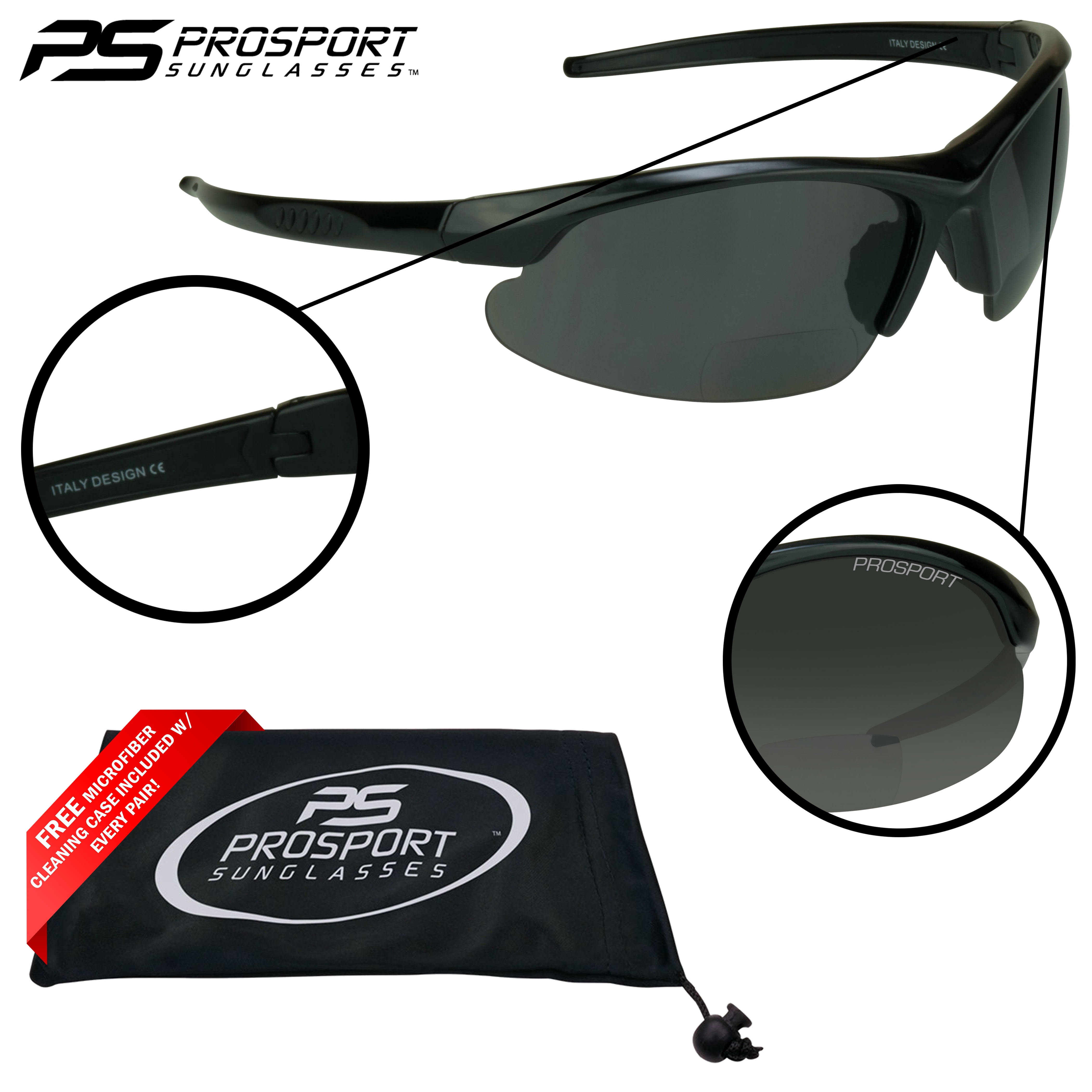 proSPORT Polarized Bifocal Sunglasses Men Women Anti Glare Wrap Around