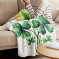 thumbnail image 4 of Throw Blanket for Couch Watercolor Shamrock Soft Fleece Flannel Blankets Cozy Lightweight Blanket for Home Sofa Living Room Green Leaves Plant Bed Throws 30" x 40", 4 of 9