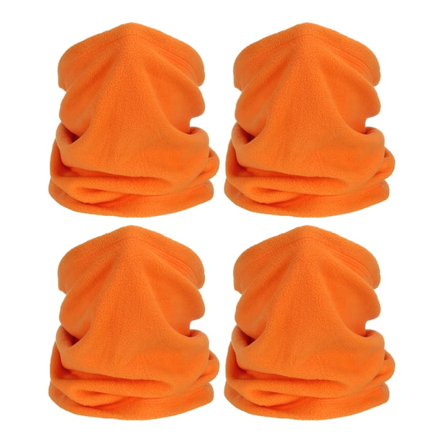 Unique Bargains Winter Neck Warmer, 4 Pack Drawstring Warm Face Scarf Windproof Neck Gaiter, Orange