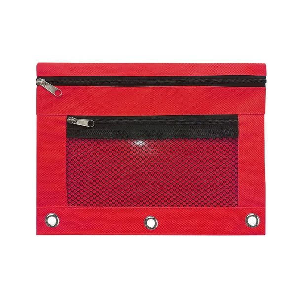 Estuche para lápices de 2 piezas con cremallera de 3 anillas, estuche para lápices, carpeta, bolsa para cosméticos