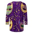 thumbnail image 4 of xixinqiwan Women's Tops Womens Mardi Gras Crew Neck Blouse Fat Tuesday Carnival Custume for New Orleans Party, 4 of 6