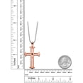 thumbnail image 2 of Gem Stone King Scratch-Proof Tungsten Carbide Cutout Cross Diamond Necklace with Rose Gold IP Plating on 2MM Stainless Steel Chain, 2 of 3