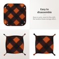 thumbnail image 4 of Multi-Size Leather Tray Four Corners Four Button Design Anti-Scratch Waterproof Convenient Cleaning Convenient Storage Argyle Plaid Darkorange_2 Small, 4 of 8