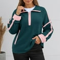 thumbnail image 2 of Yuanlong Womens Sweatshirts Color Block Half-Zip Side Stripes Sweatshirt Oversized Pullover Casual Daily Wear Cozy Tops, 2 of 4