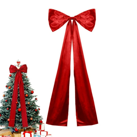 1 Pack Christmas Red Satin Bows,47 inch Large Christmas Tree Toppers Elegant Giant Bow Reusable for Home Holiday Wedding Bachelorette Party Decor By Scheam