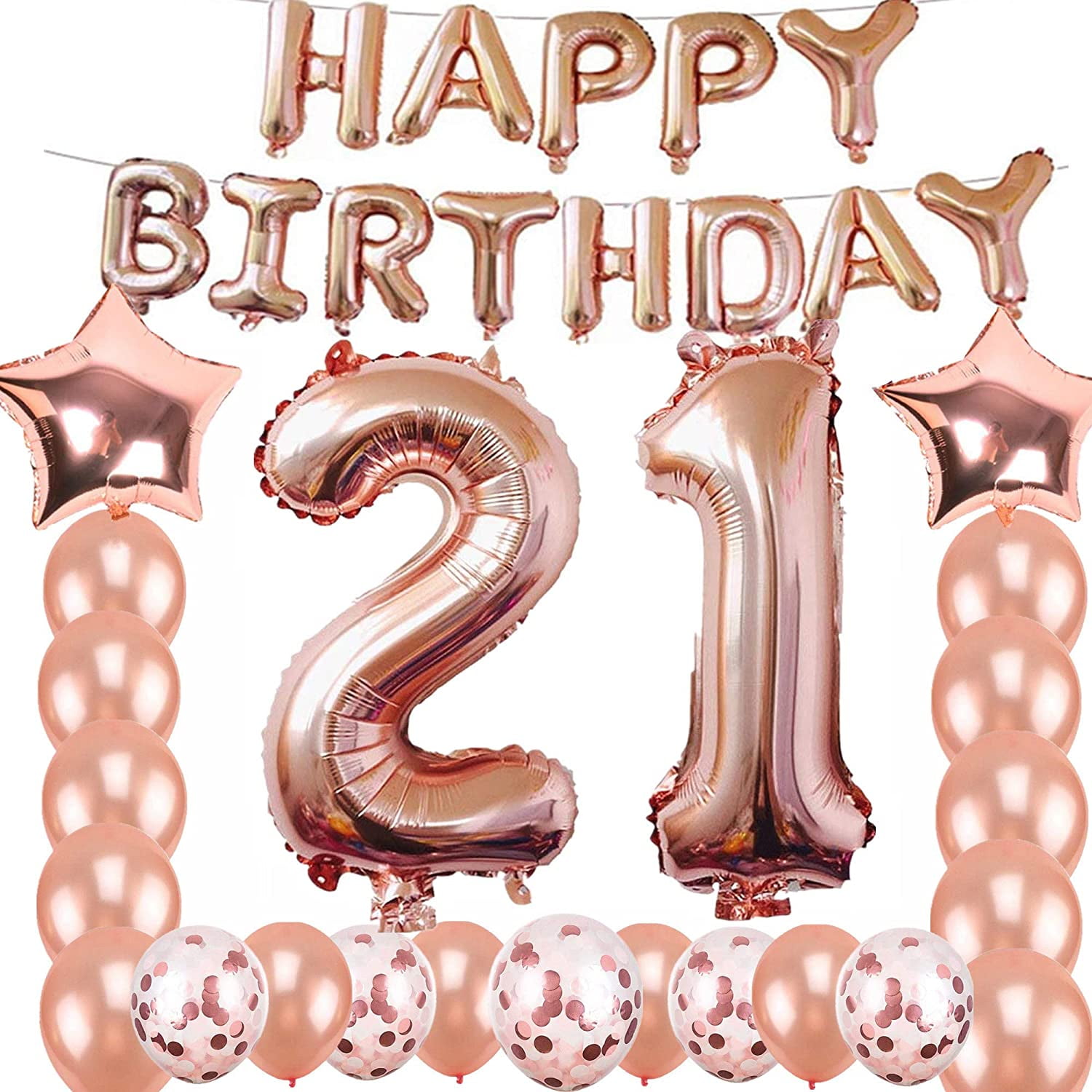 21st Birthday Decorations Party Supplies Jumbo Rose Gold Foil Balloons