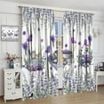 thumbnail image 4 of Lavender Floral Curtains - Purple Stripe Print Living Room Curtains for Girls - Blackout Comfortable Elegant 52x84 Inch 2 Panels, 4 of 6